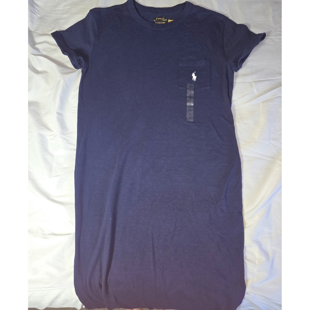 Polo Ralph Lauren Navy Blue w/ White Pony Crew Sleep Shirt Women's Small NWOT